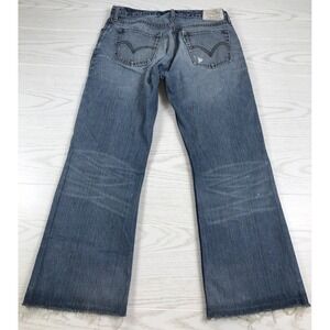 Vintage Levis 527 Bootcut Jeans Men 34x30 Blue Raw Hem Grunge Organic Cotton Y2K